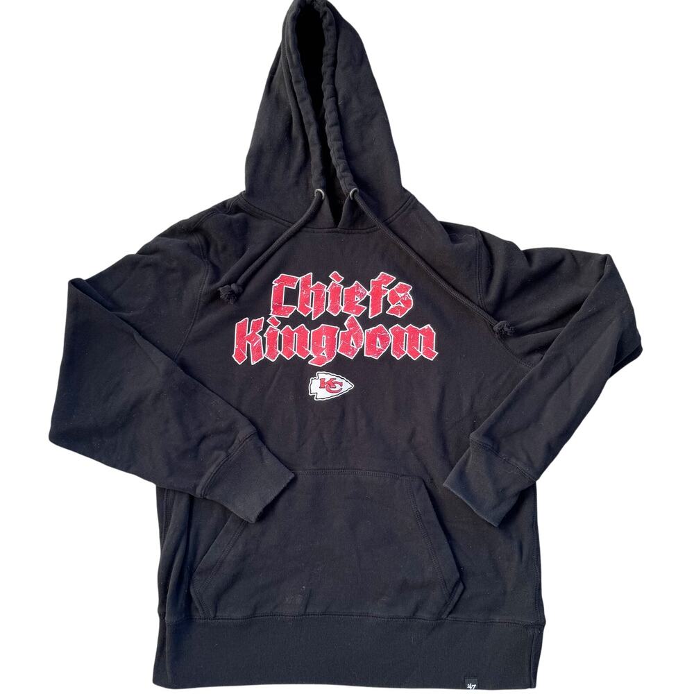 Men's '47 Black Kansas City Chiefs Wordmark Regional Headline Pullover Hoodie M